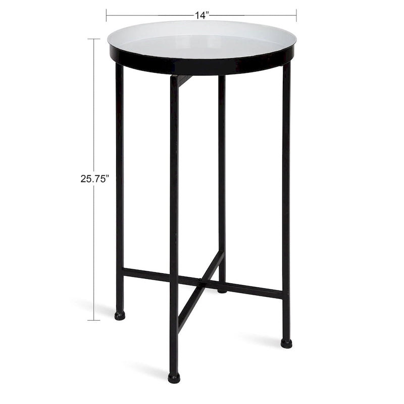 Kate and Laurel Celia Round Metal Tray/ Foldable Accent Table - 14x14x25.75