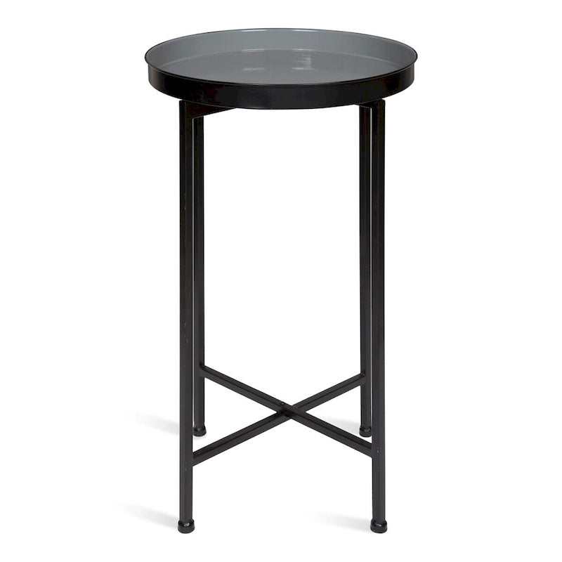 Kate and Laurel Celia Round Metal Tray/ Foldable Accent Table - 14x14x25.75