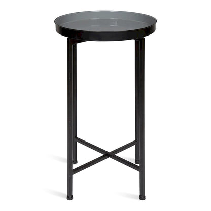 Kate and Laurel Celia Round Metal Tray/ Foldable Accent Table - 14x14x25.75