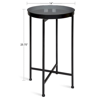 Kate and Laurel Celia Round Metal Tray/ Foldable Accent Table - 14x14x25.75