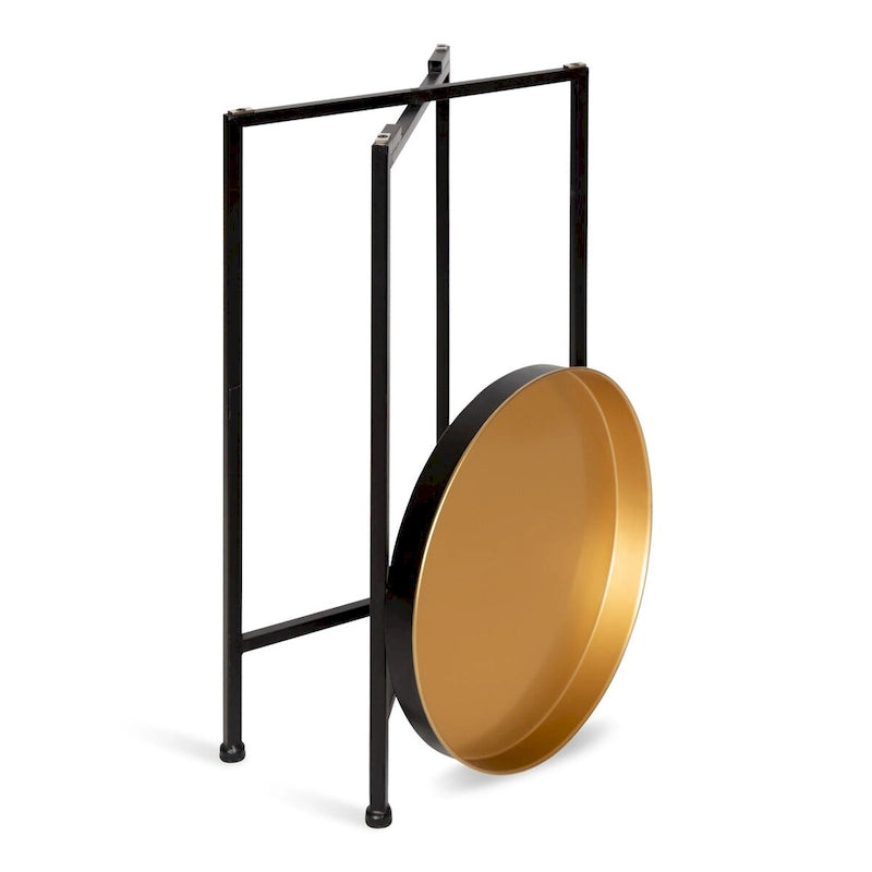 Kate and Laurel Celia Round Metal Tray/ Foldable Accent Table - 14x14x25.75