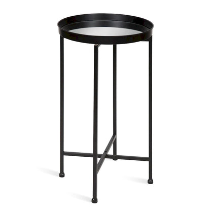 Kate and Laurel Celia Round Metal Tray/ Foldable Accent Table - 14x14x25.75