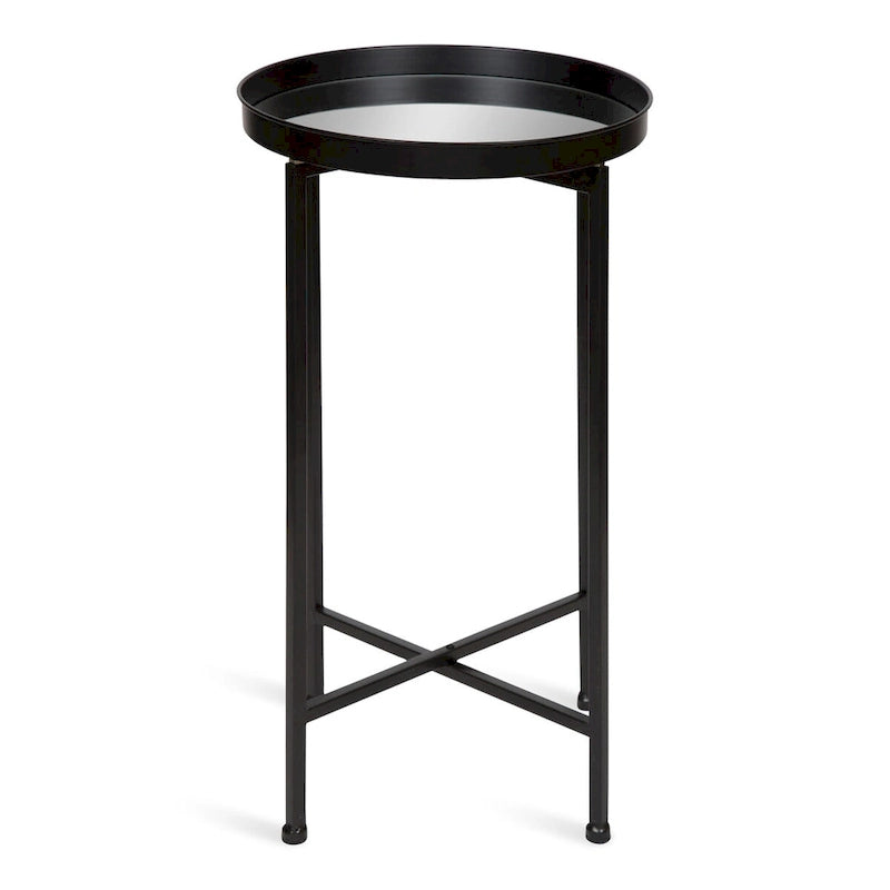 Kate and Laurel Celia Round Metal Tray/ Foldable Accent Table - 14x14x25.75
