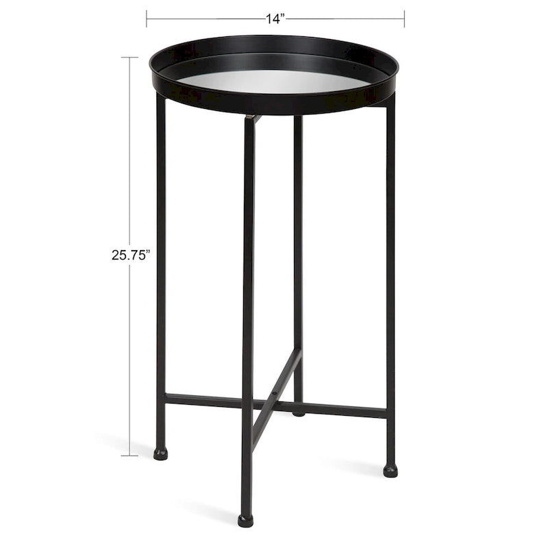 Kate and Laurel Celia Round Metal Tray/ Foldable Accent Table - 14x14x25.75