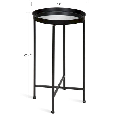 Kate and Laurel Celia Round Metal Tray/ Foldable Accent Table - 14x14x25.75
