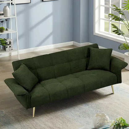 70.1 futon sofa bed, convertible double sofa bed with folding armrests for living rooms and small Spaces