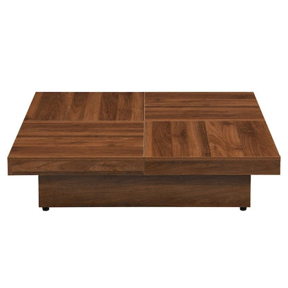 Square Marble Veneer Coffee Table Sliding Top with Storage