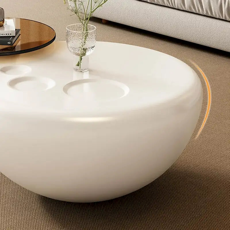 Nesting 42 Modern Round Creamy White Coffee Table, 2 pieces for Living Room - 62