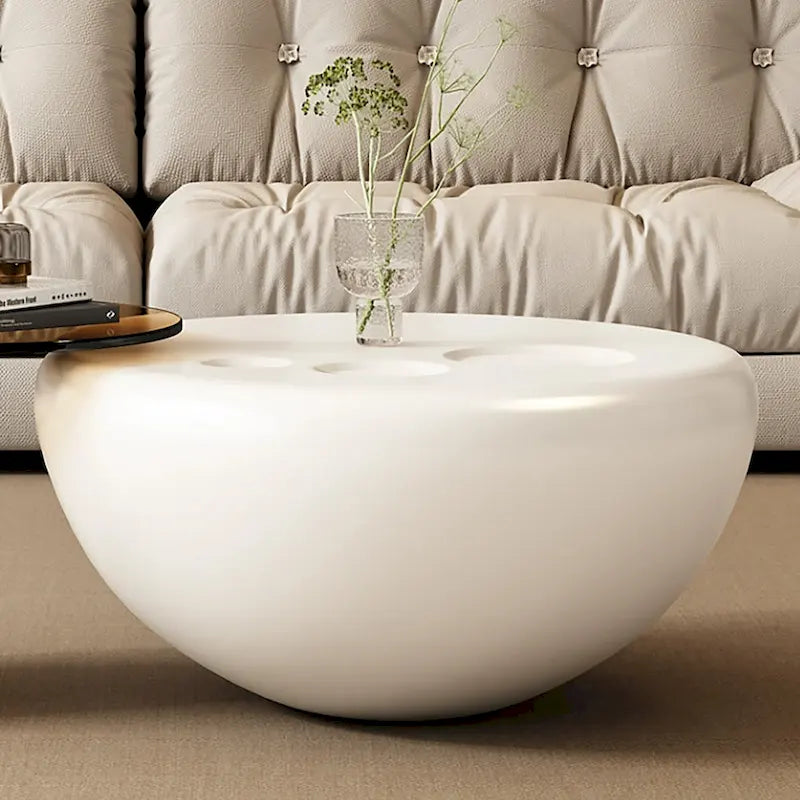 Nesting 42 Modern Round Creamy White Coffee Table, 2 pieces for Living Room - 62