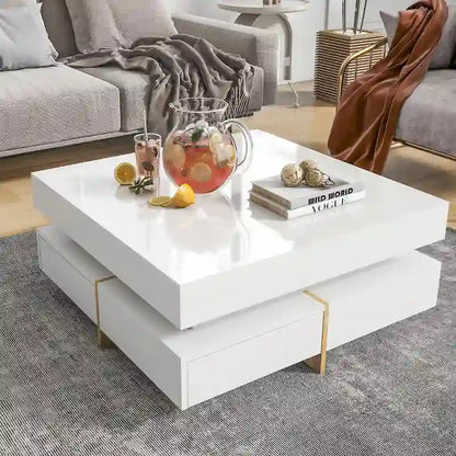 Stylish High Gloss Coffee Table with 4 Drawers