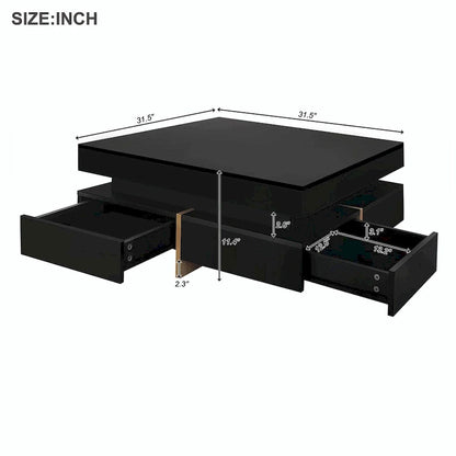 Stylish High Gloss Coffee Table with 4 Drawers