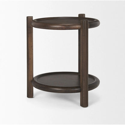 Romi Dark Brown Wood w/ Bottom Shelf Round Accent Table - 23.5L x 23.5W x 26.0H