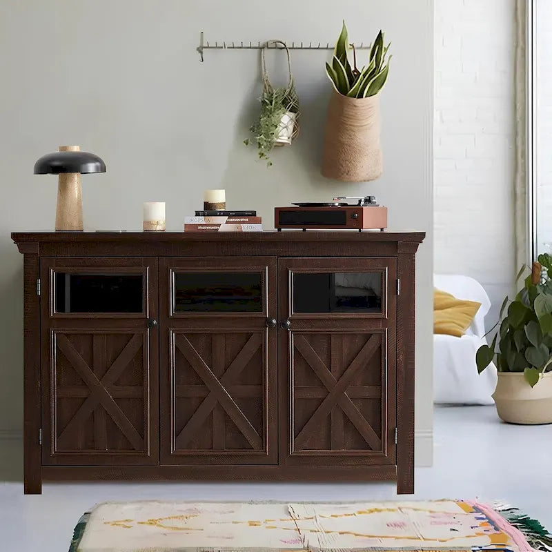 Roomfitters 3 Doors Cabinet Large Buffet Sideboard Cabinet, Bar Wine Cabinet, Buffet Cabinet Table Coffee Bar Wine Bar