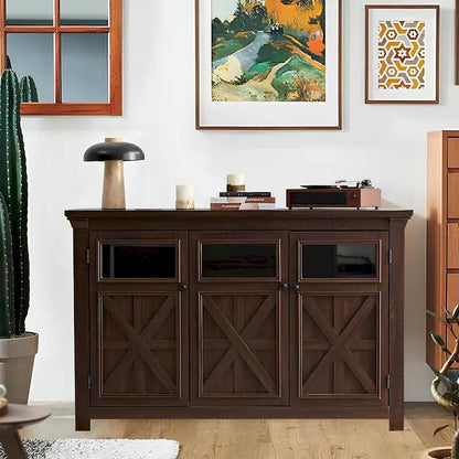 Roomfitters 3 Doors Cabinet Large Buffet Sideboard Cabinet, Bar Wine Cabinet, Buffet Cabinet Table Coffee Bar Wine Bar