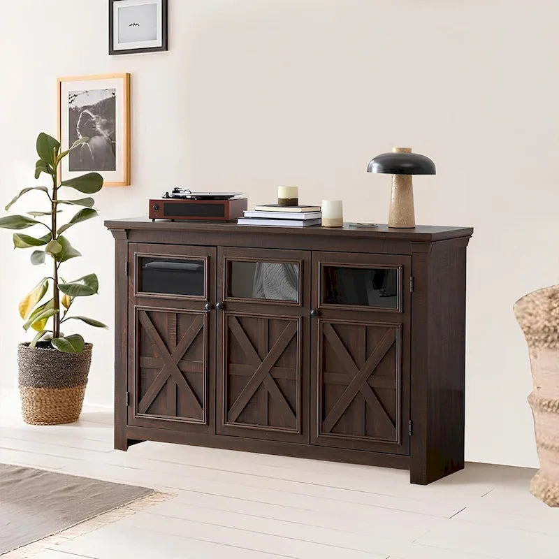 Roomfitters 3 Doors Cabinet Large Buffet Sideboard Cabinet, Bar Wine Cabinet, Buffet Cabinet Table Coffee Bar Wine Bar