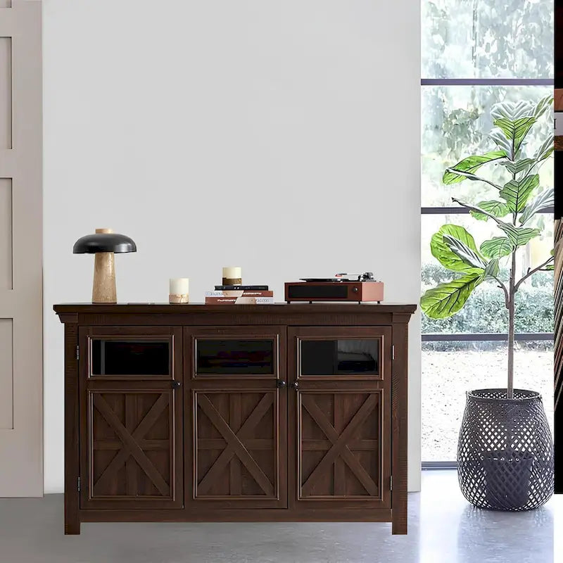 Roomfitters 3 Doors Cabinet Large Buffet Sideboard Cabinet, Bar Wine Cabinet, Buffet Cabinet Table Coffee Bar Wine Bar