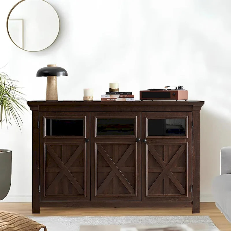 Roomfitters 3 Doors Cabinet Large Buffet Sideboard Cabinet, Bar Wine Cabinet, Buffet Cabinet Table Coffee Bar Wine Bar