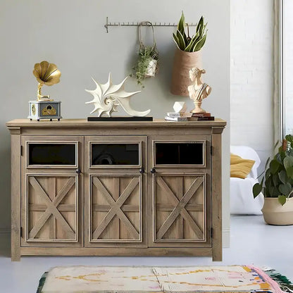 Roomfitters 3 Doors Cabinet Large Buffet Sideboard Cabinet, Bar Wine Cabinet, Buffet Cabinet Table Coffee Bar Wine Bar