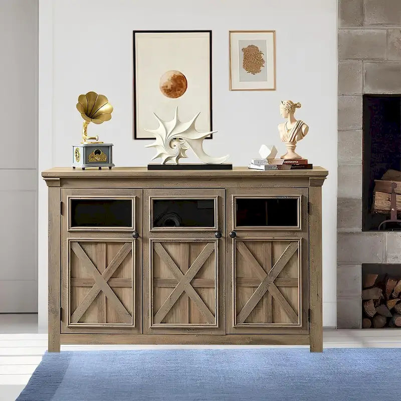 Roomfitters 3 Doors Cabinet Large Buffet Sideboard Cabinet, Bar Wine Cabinet, Buffet Cabinet Table Coffee Bar Wine Bar