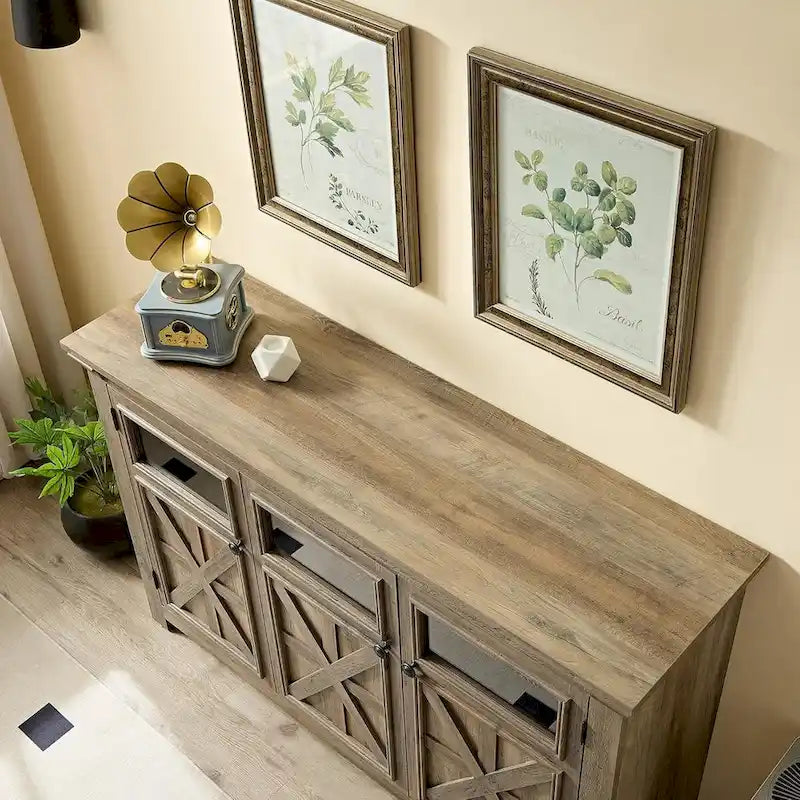 Roomfitters 3 Doors Cabinet Large Buffet Sideboard Cabinet, Bar Wine Cabinet, Buffet Cabinet Table Coffee Bar Wine Bar