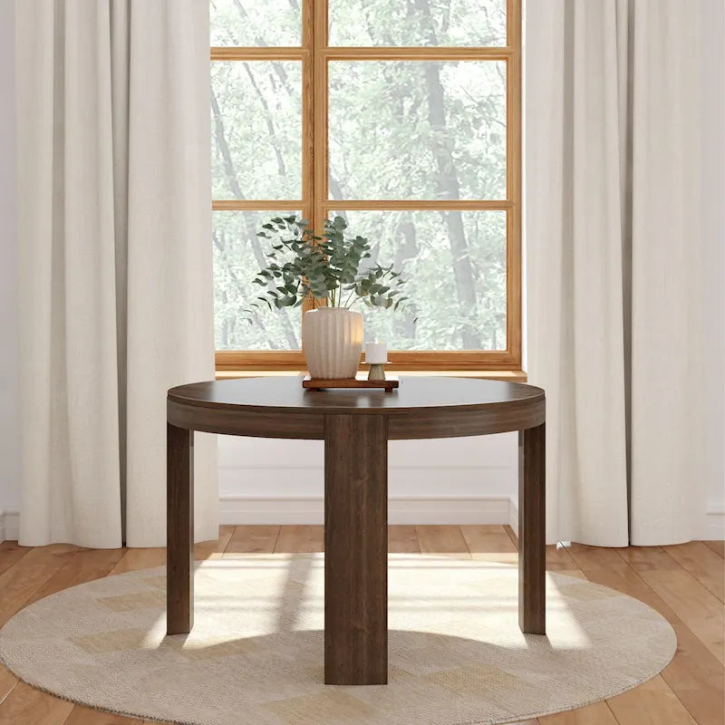 Plank and Beam Contour Solid Wood Round Dining Table - 47