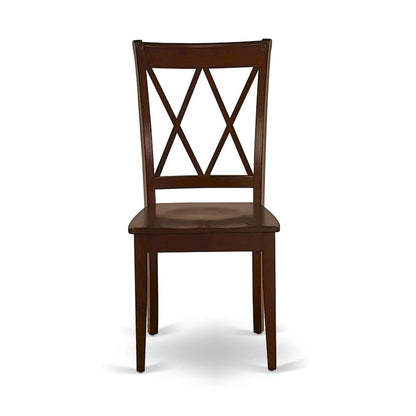 East West Furniture 3 Piece Dining Table Set- a Round Kitchen Table with Pedestal and 2 Dining Chairs, Mahogany(Seat Options)