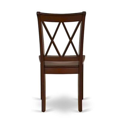 East West Furniture 3 Piece Dining Table Set- a Round Kitchen Table with Pedestal and 2 Dining Chairs, Mahogany(Seat Options)