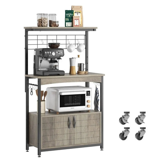 Industrial Rolling Coffee Bar Shelf - 14.57D x 31.5W x 45.2H