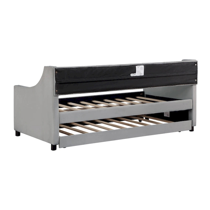 Upholstered Velvet Tufting Sleeper Sofa Chesterfield Daybed with Trundle