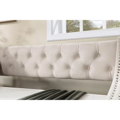 Upholstered Velvet Tufting Sleeper Sofa Chesterfield Daybed with Trundle