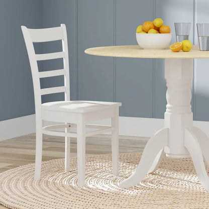 5-Piece Dining Set, 42 Round Drop-Leaf Table and Slat Back Chairs