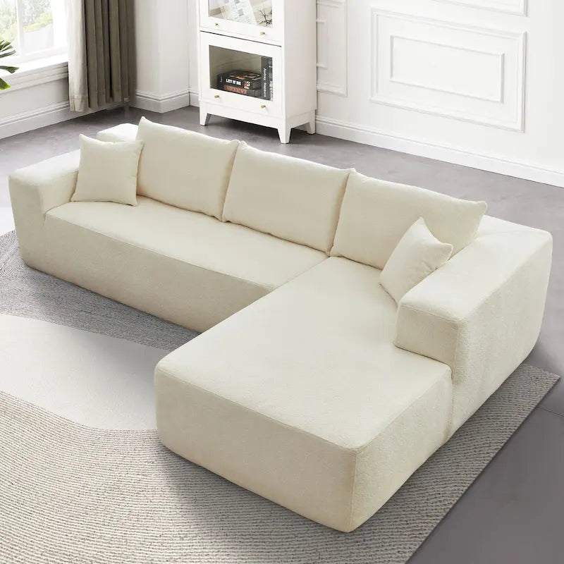 HOOOWOOO Modern Upholstery Chaise Sofa with Pillows for Living Room