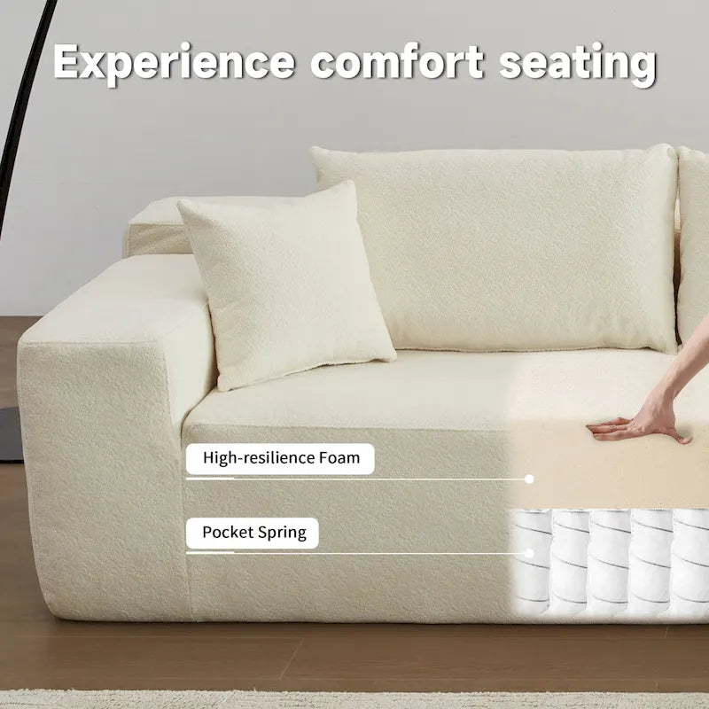 HOOOWOOO Modern Upholstery Chaise Sofa with Pillows for Living Room