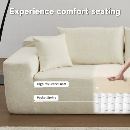 HOOOWOOO Modern Upholstery Chaise Sofa with Pillows for Living Room