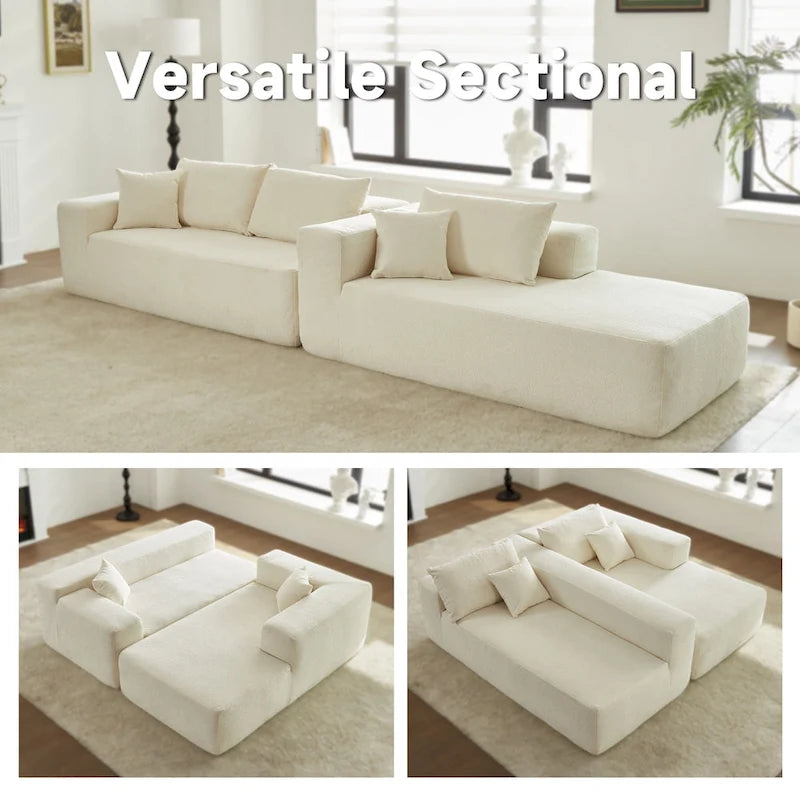 HOOOWOOO Modern Upholstery Chaise Sofa with Pillows for Living Room