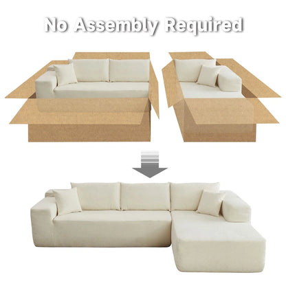 HOOOWOOO Modern Upholstery Chaise Sofa with Pillows for Living Room