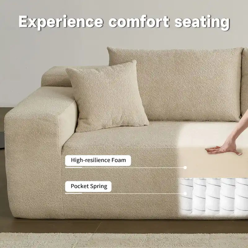 HOOOWOOO Modern Upholstery Chaise Sofa with Pillows for Living Room