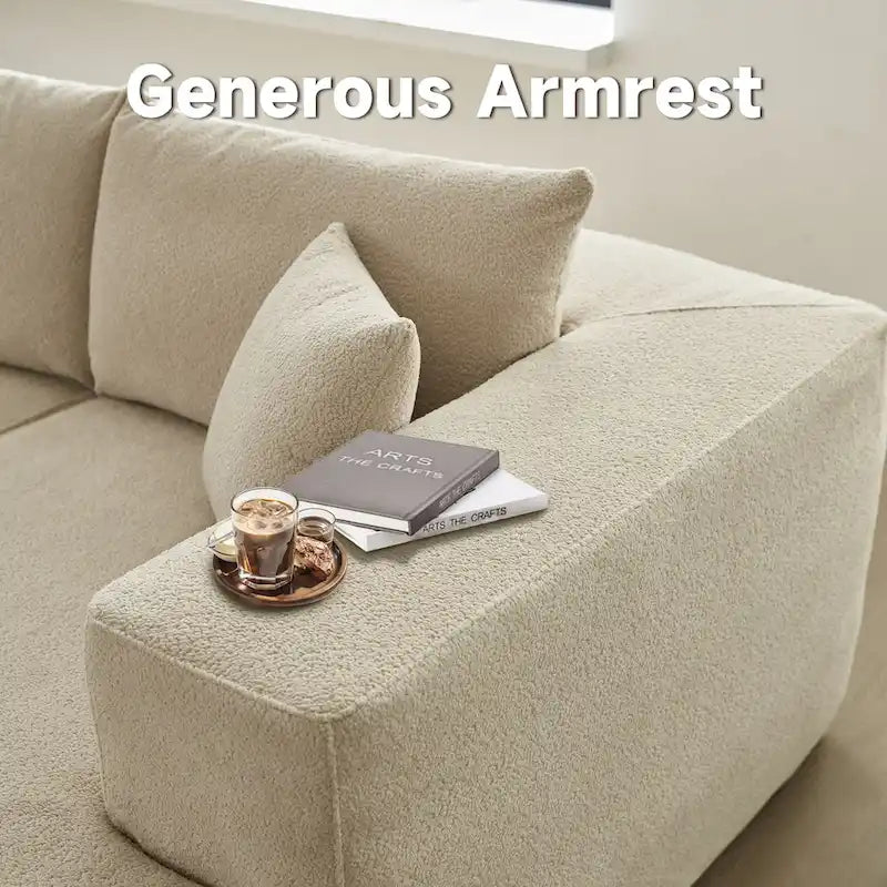 HOOOWOOO Modern Upholstery Chaise Sofa with Pillows for Living Room