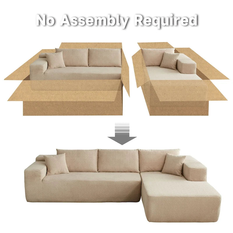 HOOOWOOO Modern Upholstery Chaise Sofa with Pillows for Living Room