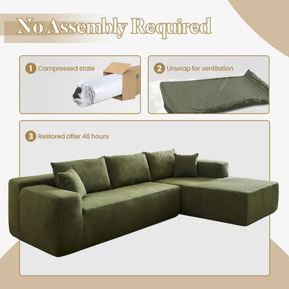 HOOOWOOO Modern Upholstery Chaise Sofa with Pillows for Living Room