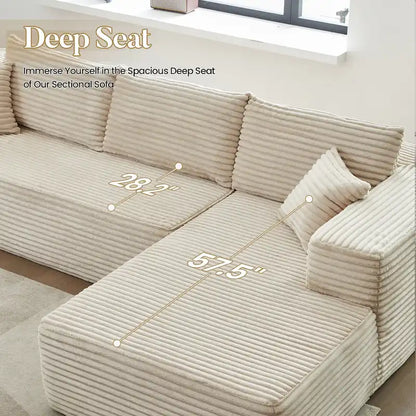 HOOOWOOO Modern Upholstery Chaise Sofa with Pillows for Living Room