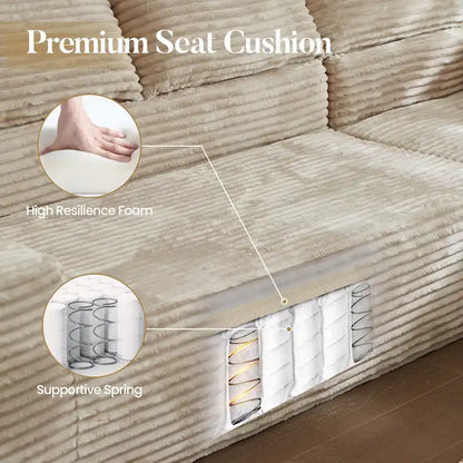 HOOOWOOO Modern Upholstery Chaise Sofa with Pillows for Living Room