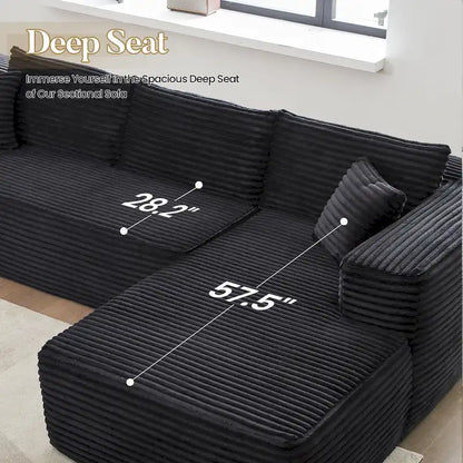 HOOOWOOO Modern Upholstery Chaise Sofa with Pillows for Living Room