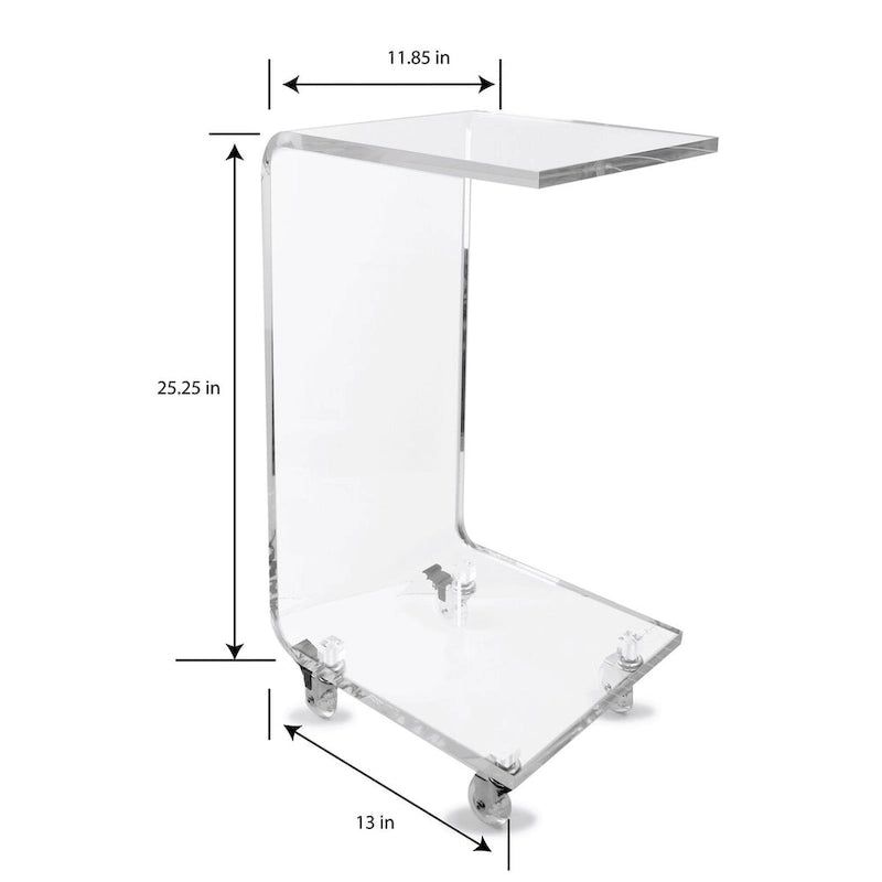 DesignStyles Acrylic C-Table w/Wheels
