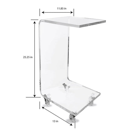 DesignStyles Acrylic C-Table w/Wheels