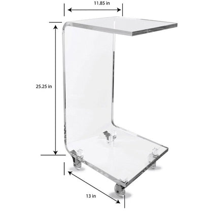 DesignStyles Acrylic C-Table w/Wheels