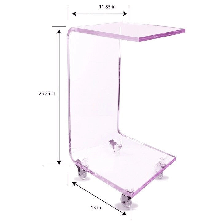 DesignStyles Acrylic C-Table w/Wheels