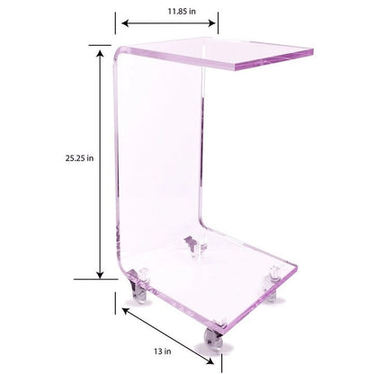 DesignStyles Acrylic C-Table w/Wheels