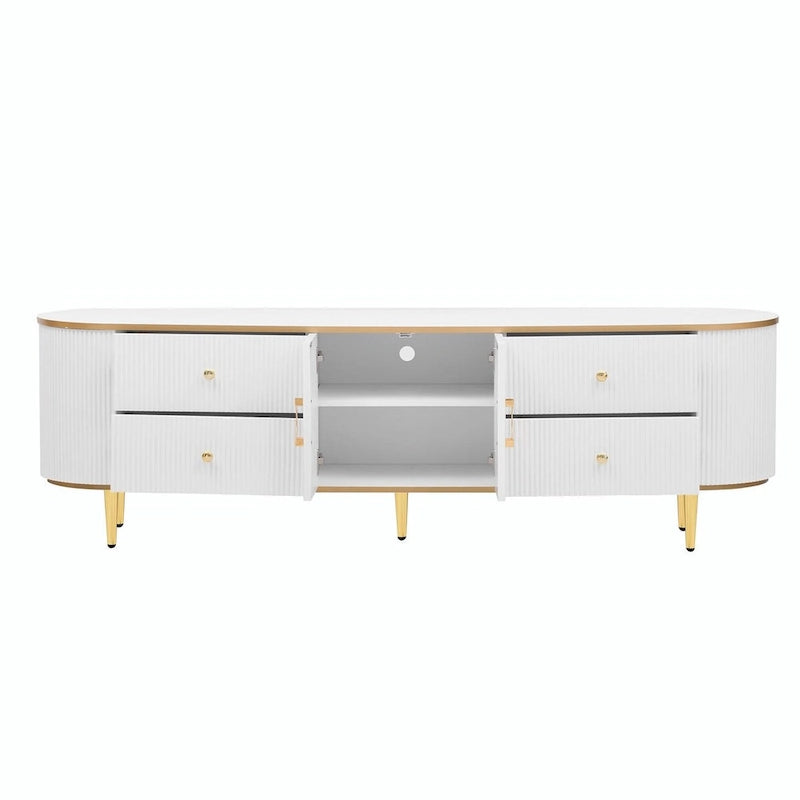 Modern TV Stand for TVs up to 80 Inches, Entertainment Center with Drawers and Cabinet