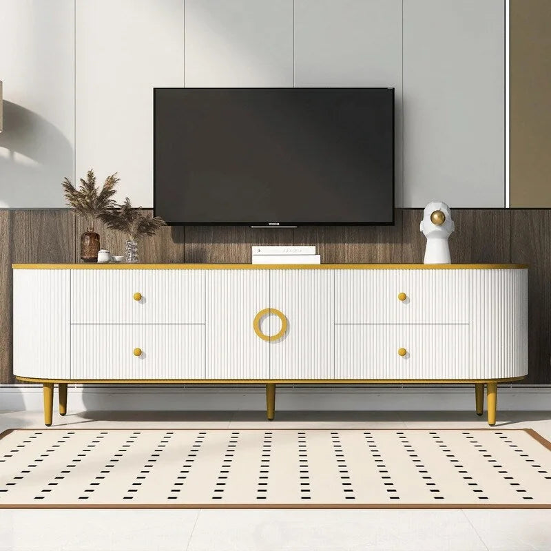 Modern TV Stand for TVs up to 80 Inches, Entertainment Center with Drawers and Cabinet